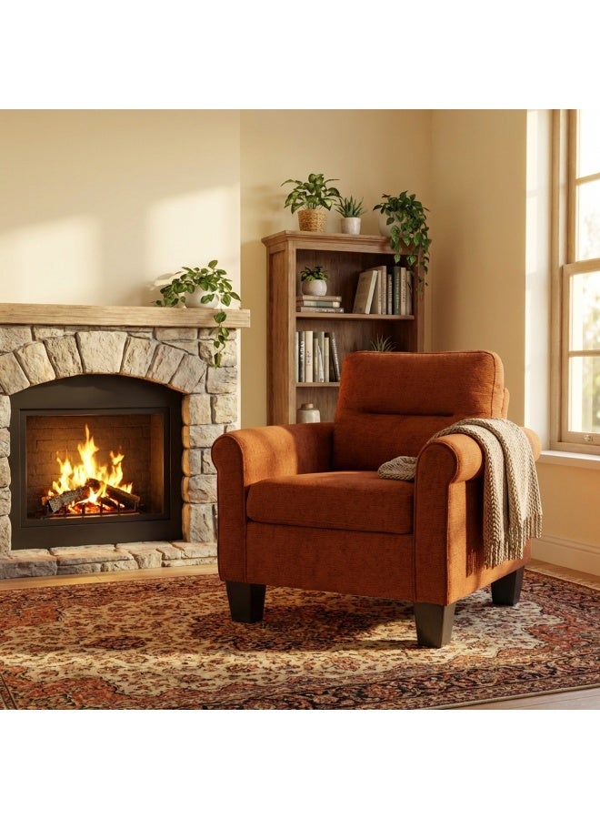 Baity Single sofa chair, chenille fabric, brown color - Image 1